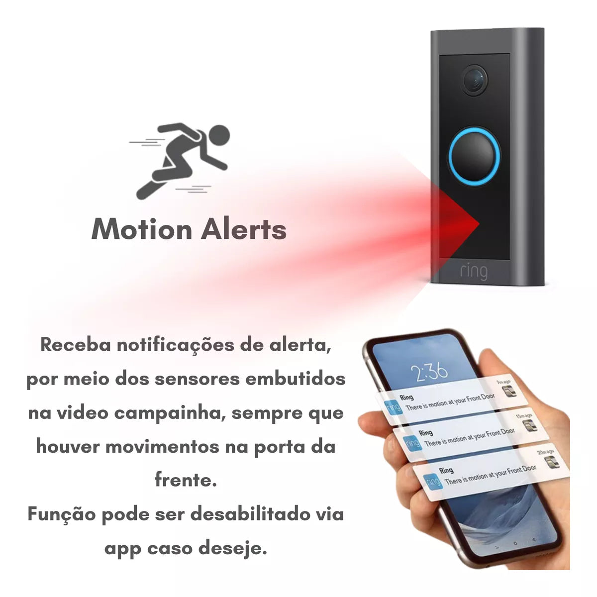 Ring - Vídeo Porteiro Smart Wi-Fi - Com fio - Preto