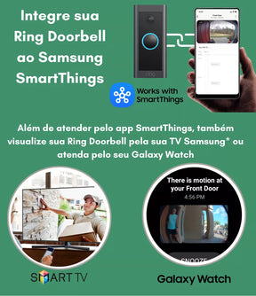 Ring - Vídeo Porteiro Smart Wi-Fi - Com fio - Preto